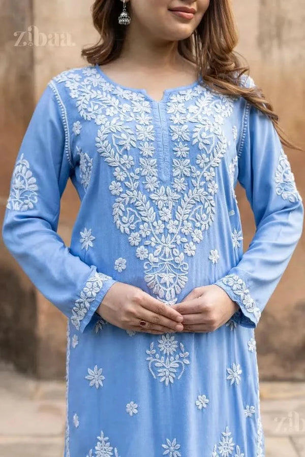 Blue Chikankari Kurti