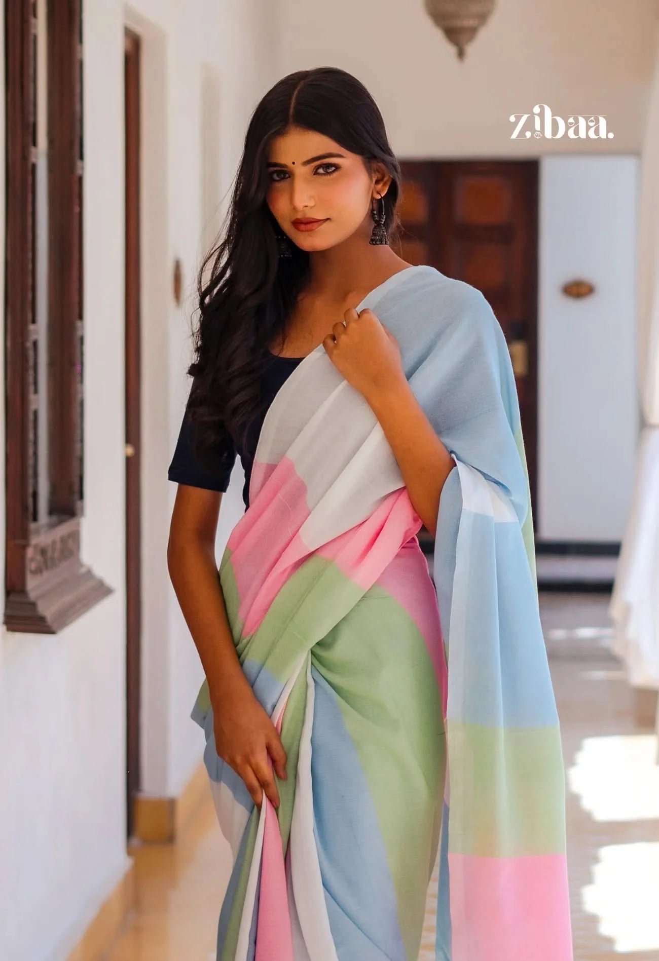 Mira Hand-Dyed Mul Cotton Multi-color Saree with Tassels