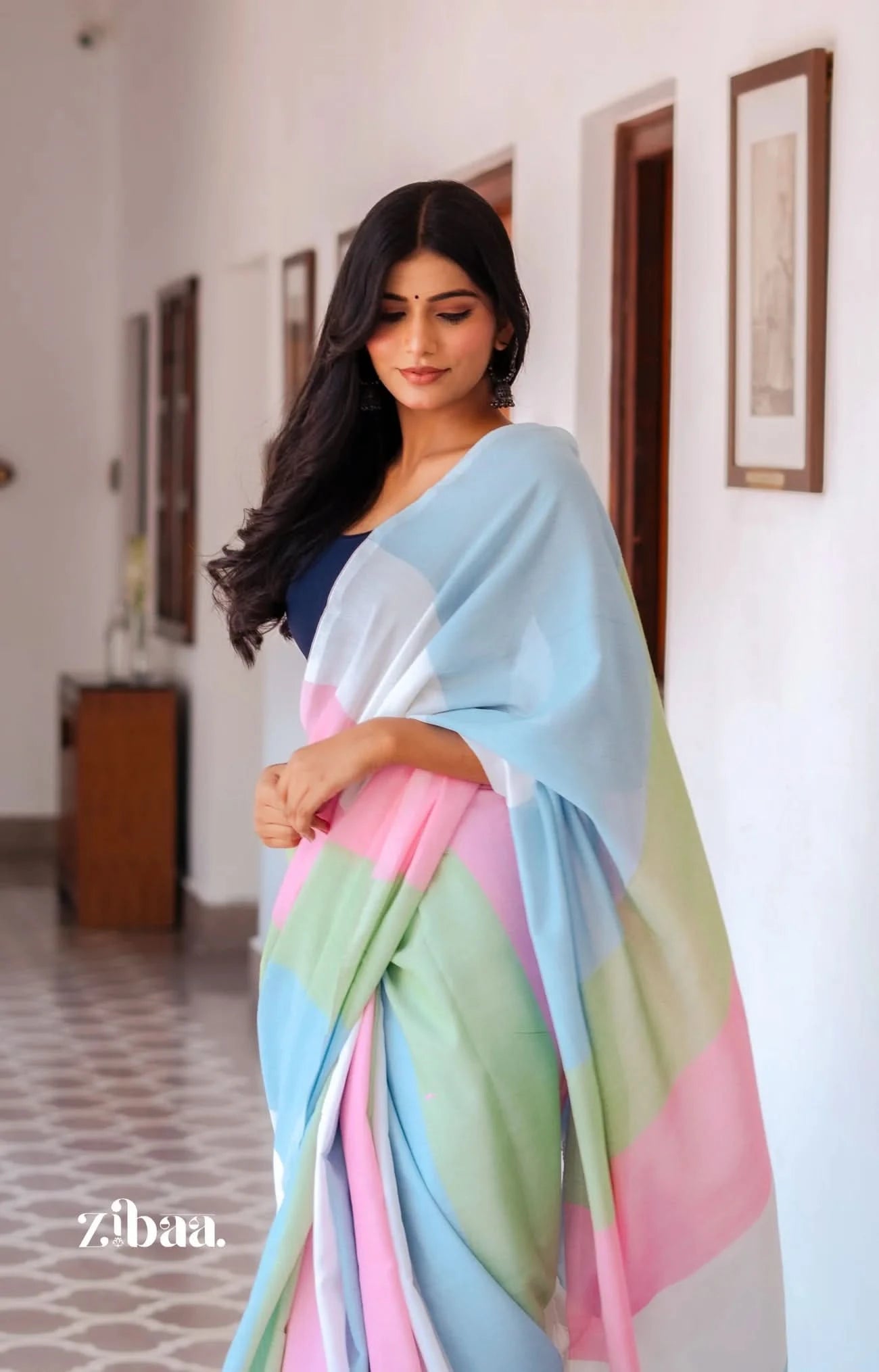 Mira Hand-Dyed Mul Cotton Multi-color Saree with Tassels