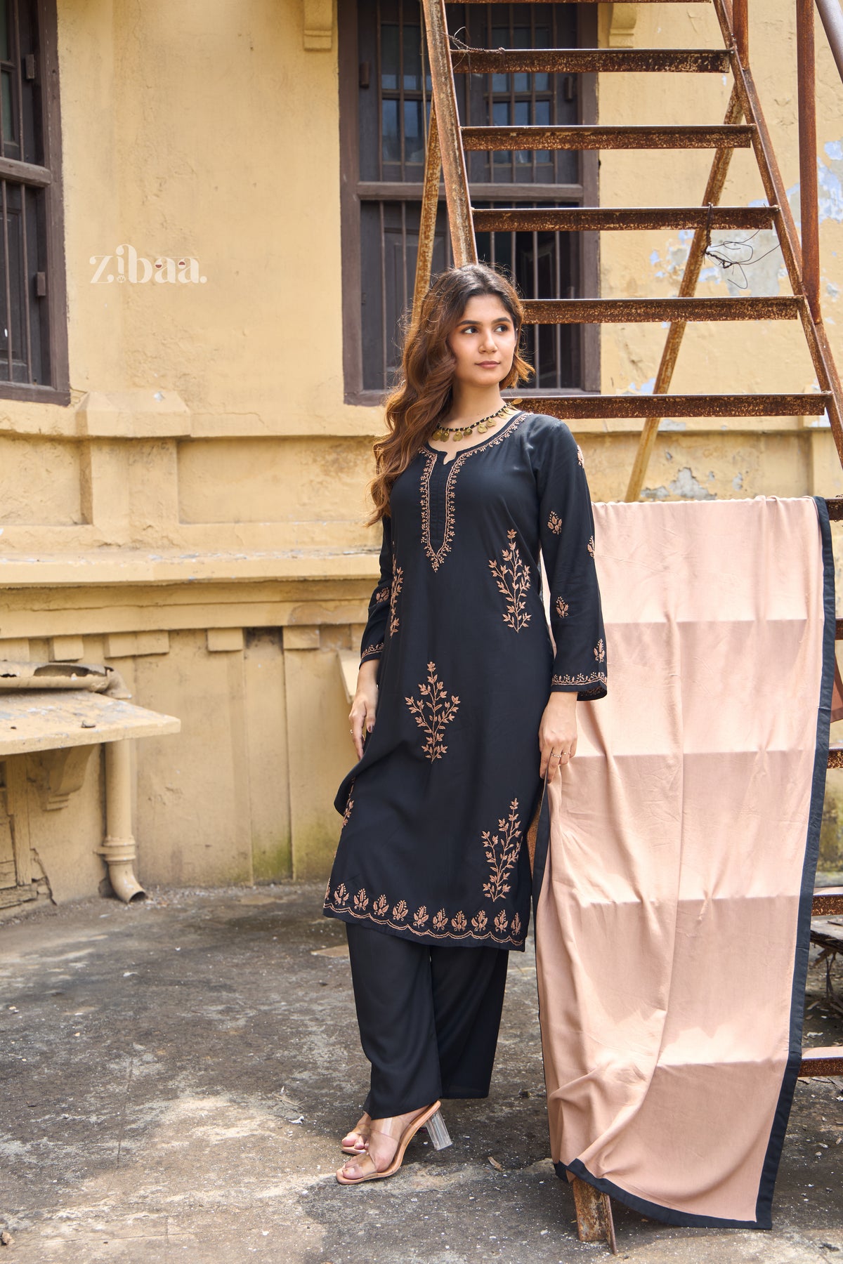 Utsav Luxury Rayon Black Kurta Set with Dupatta
