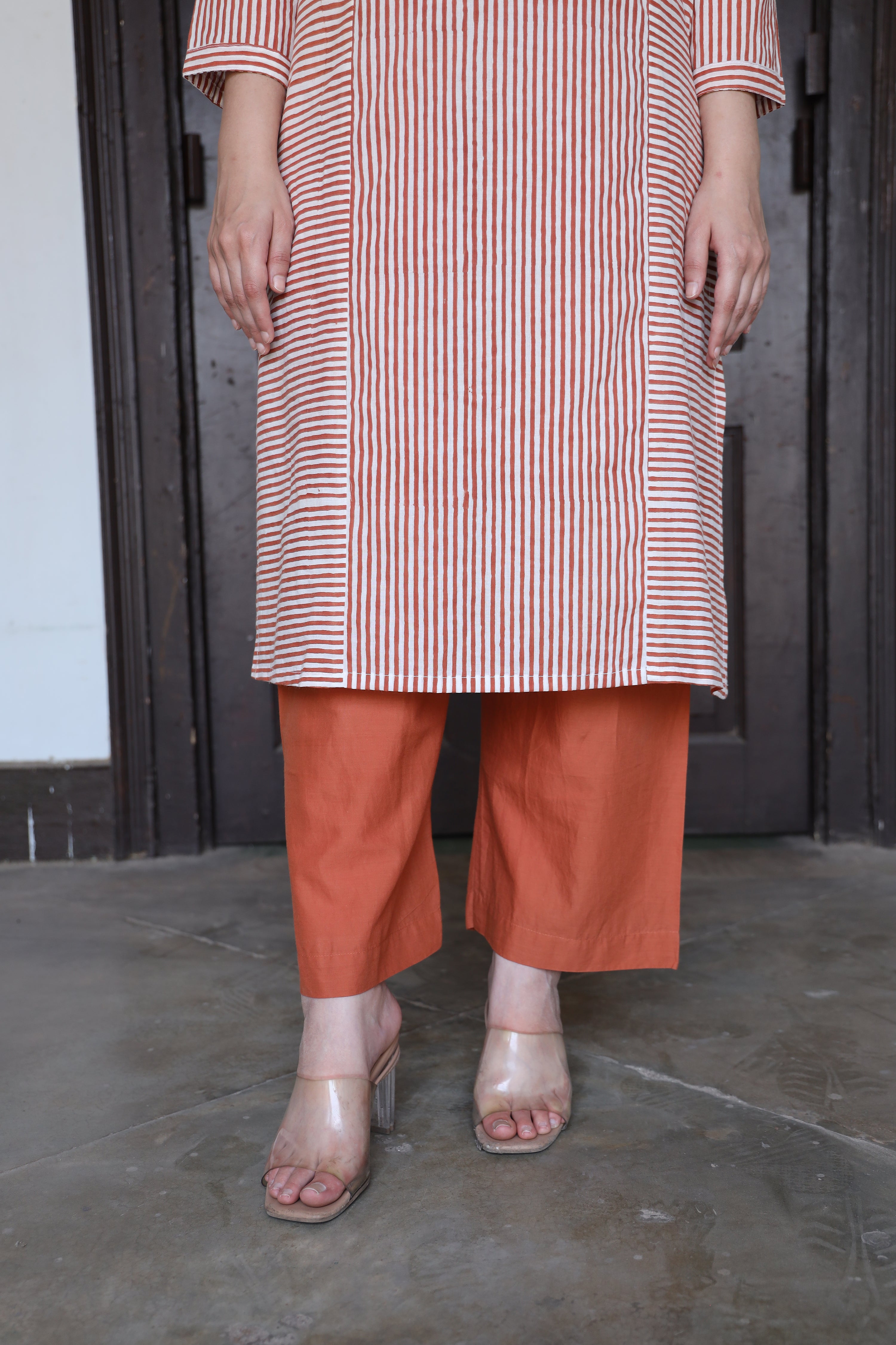 Saanjh Cinnamon Stripe Kurta Set