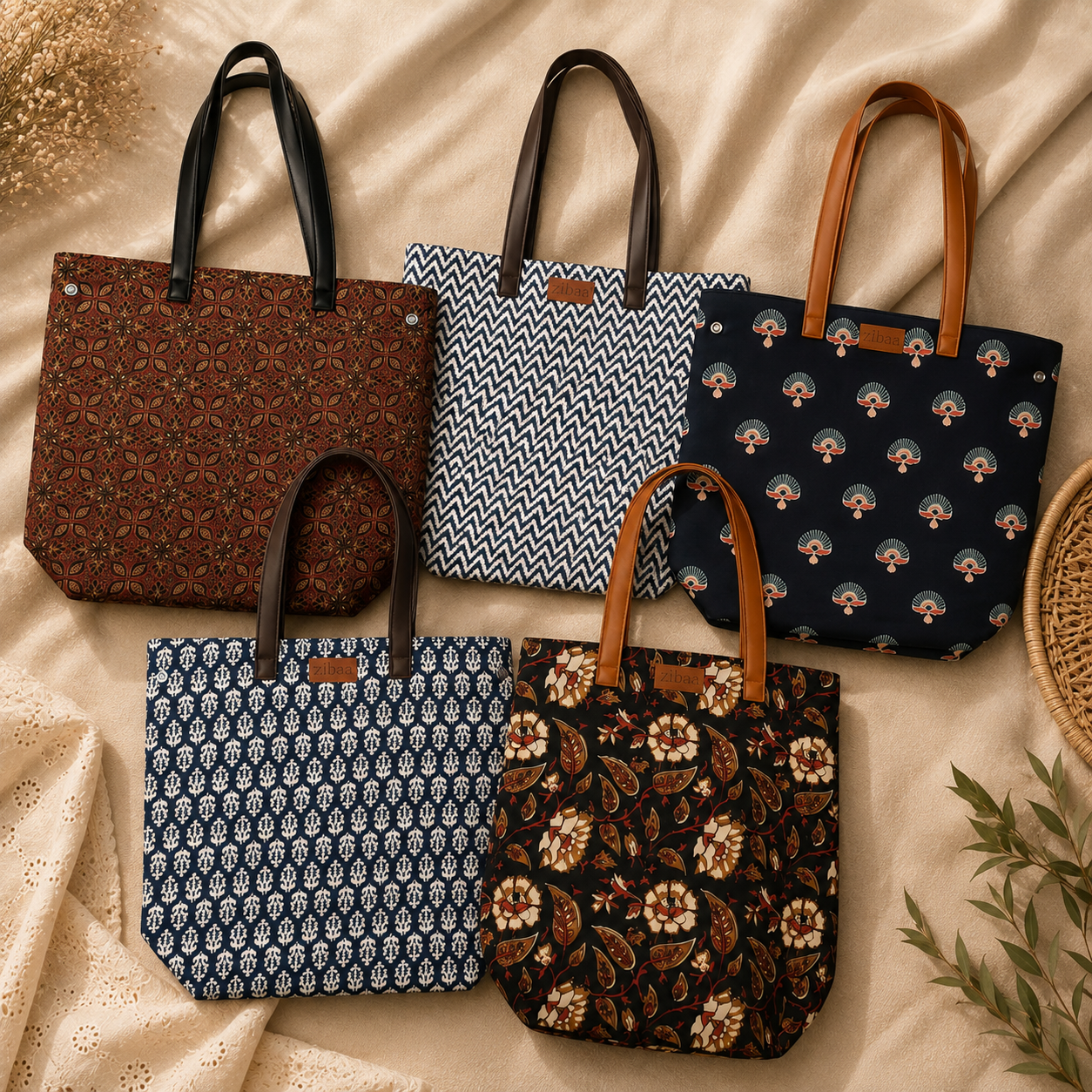 🎁 Handblocked Printed Everyday Tote Bag