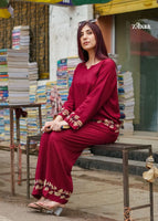 Husn Deep Burgundy Luxury Rayon Chikankari Coord Set