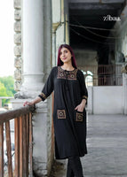 Hoor Black & Gold Rayon Chikankari Kurta