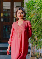 Hoor Coral Modal Chikankari Kurta