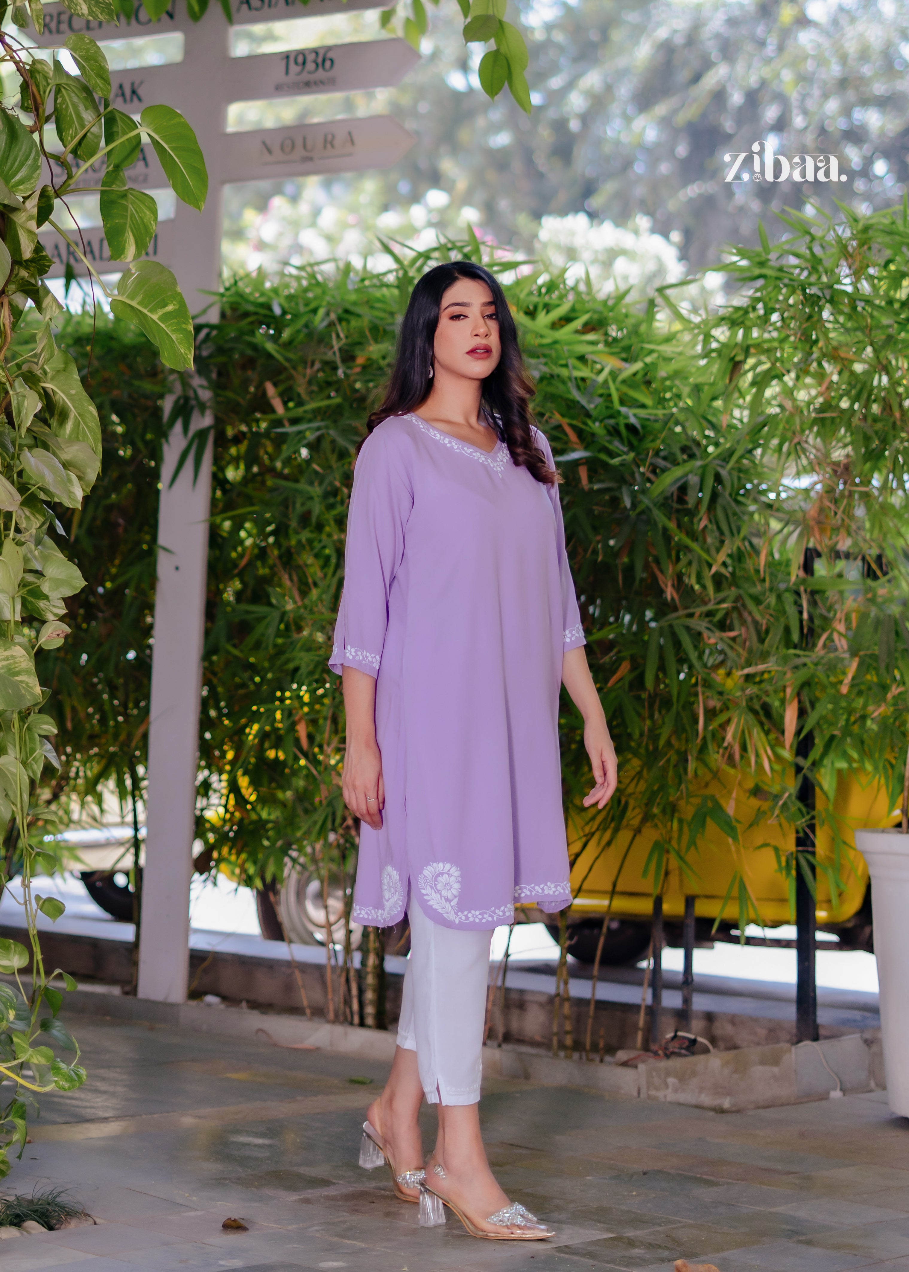 Husn Lavender Luxury Rayon Chikankari Coord Set