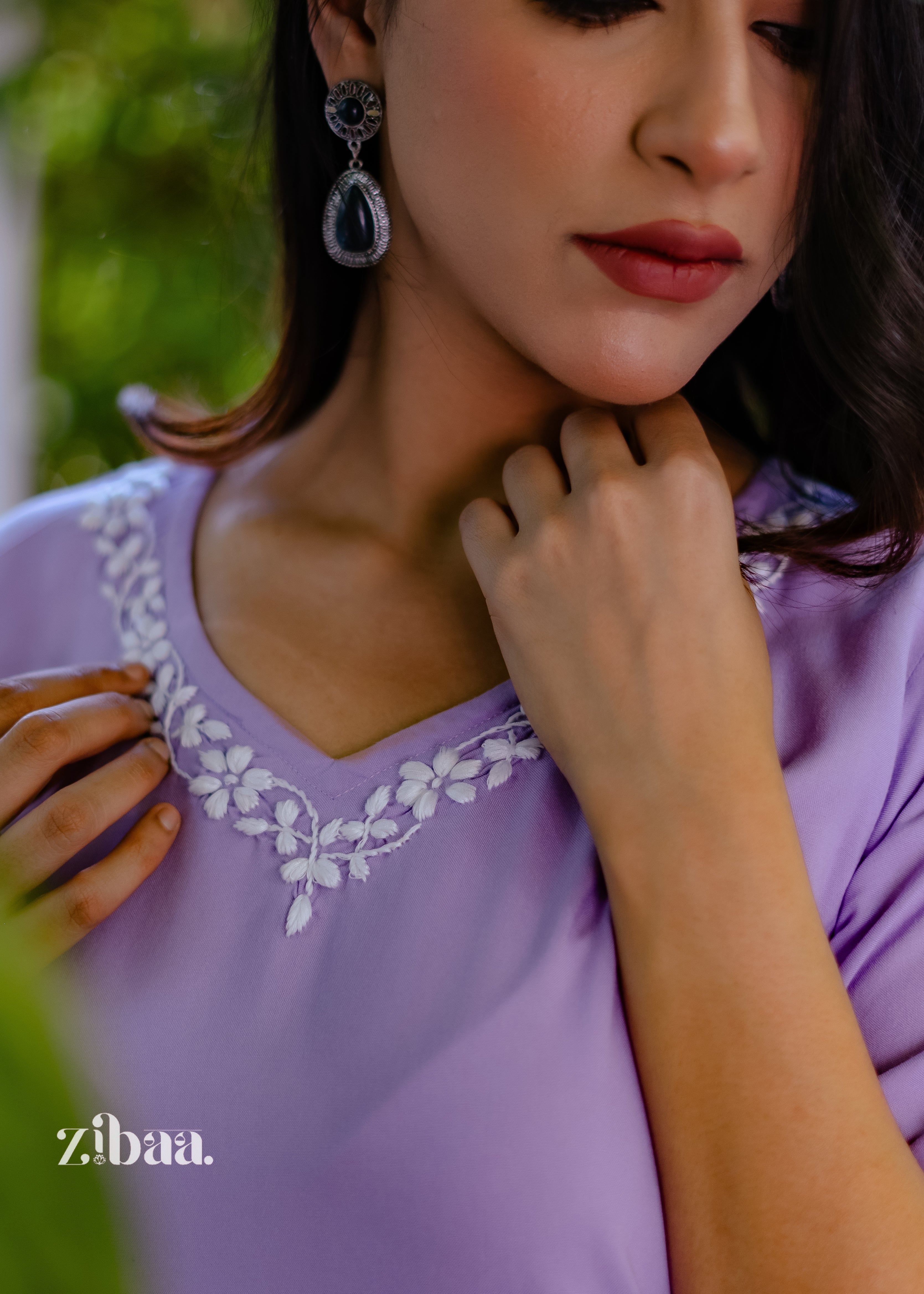 Husn Lavender Luxury Rayon Chikankari Coord Set
