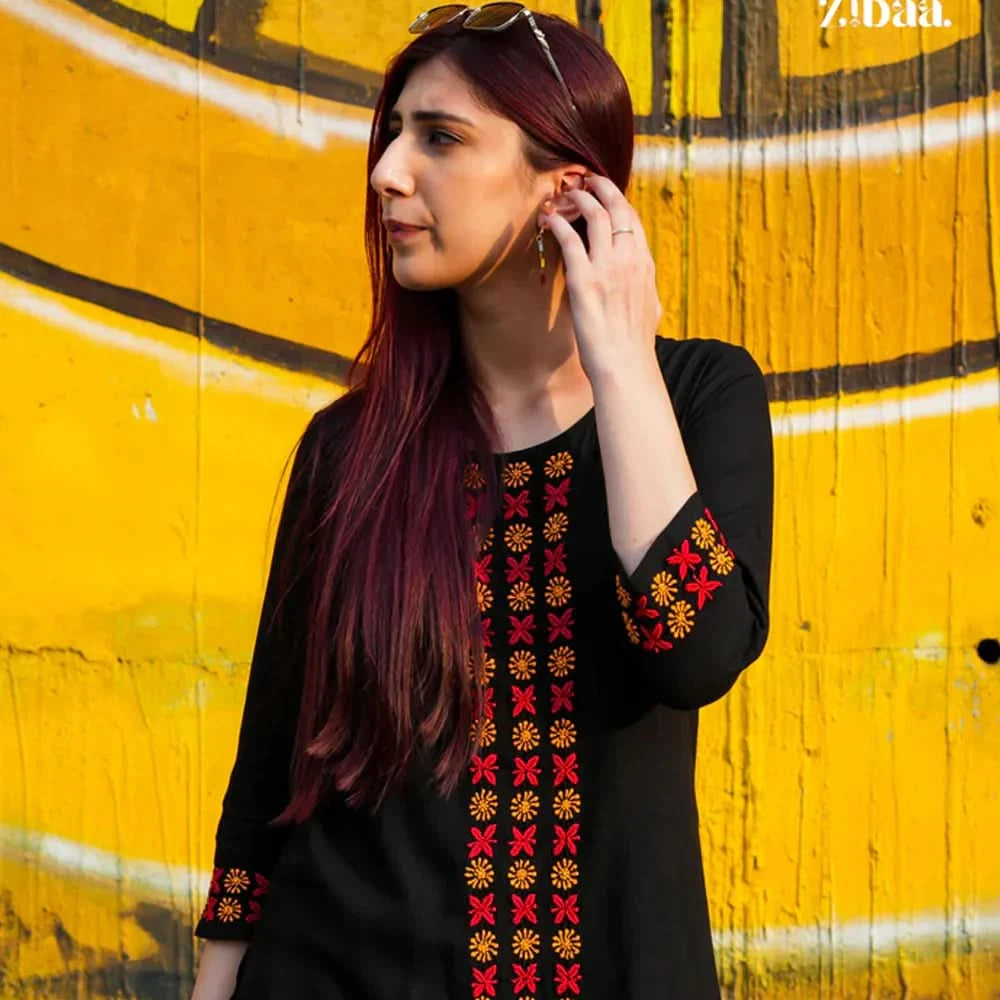 Husn Luxury Rayon Black Chikankari Kurta Set