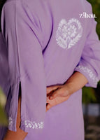 Husn Lavender Luxury Rayon Chikankari Coord Set