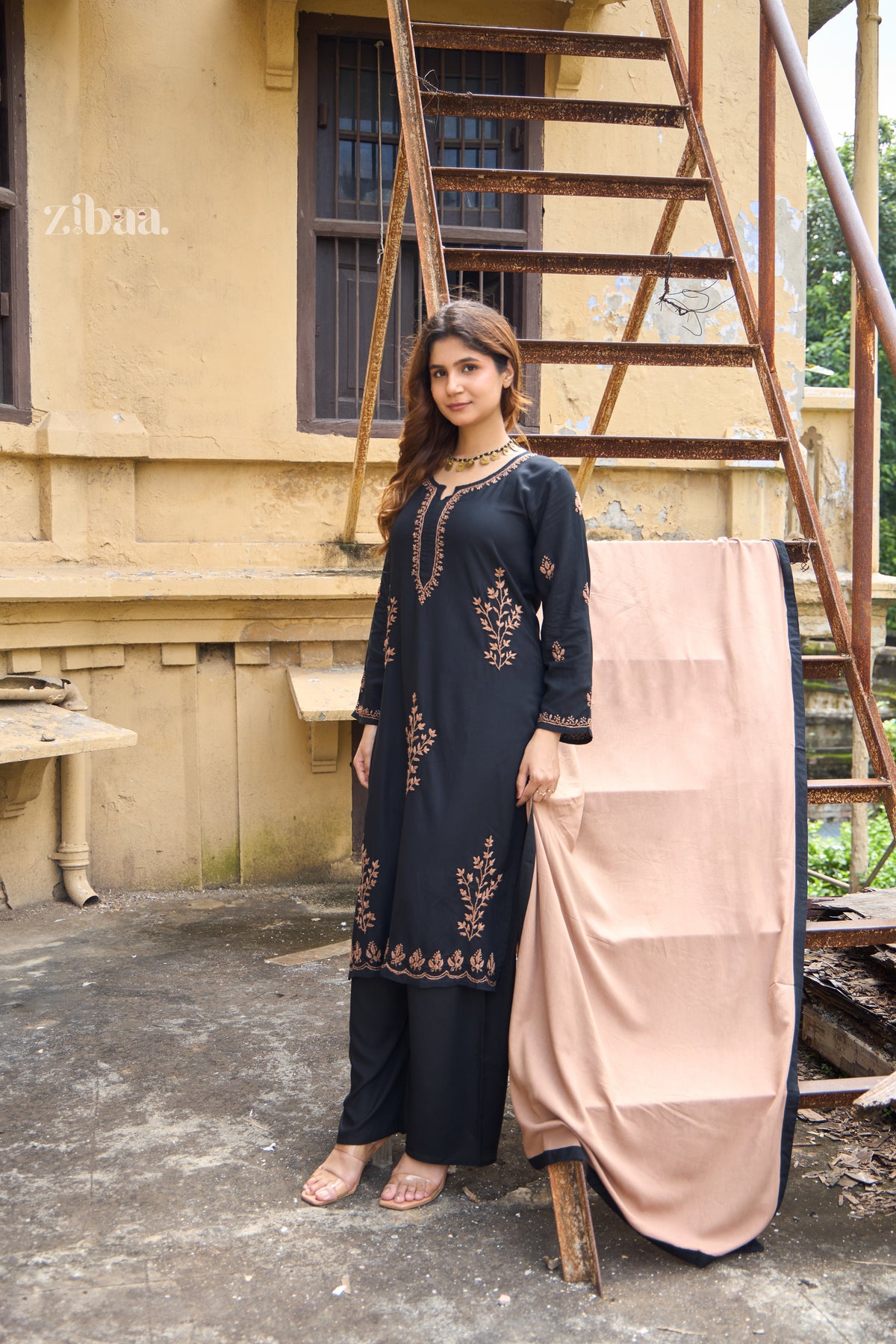 Utsav Luxury Rayon Black Kurta Set with Dupatta