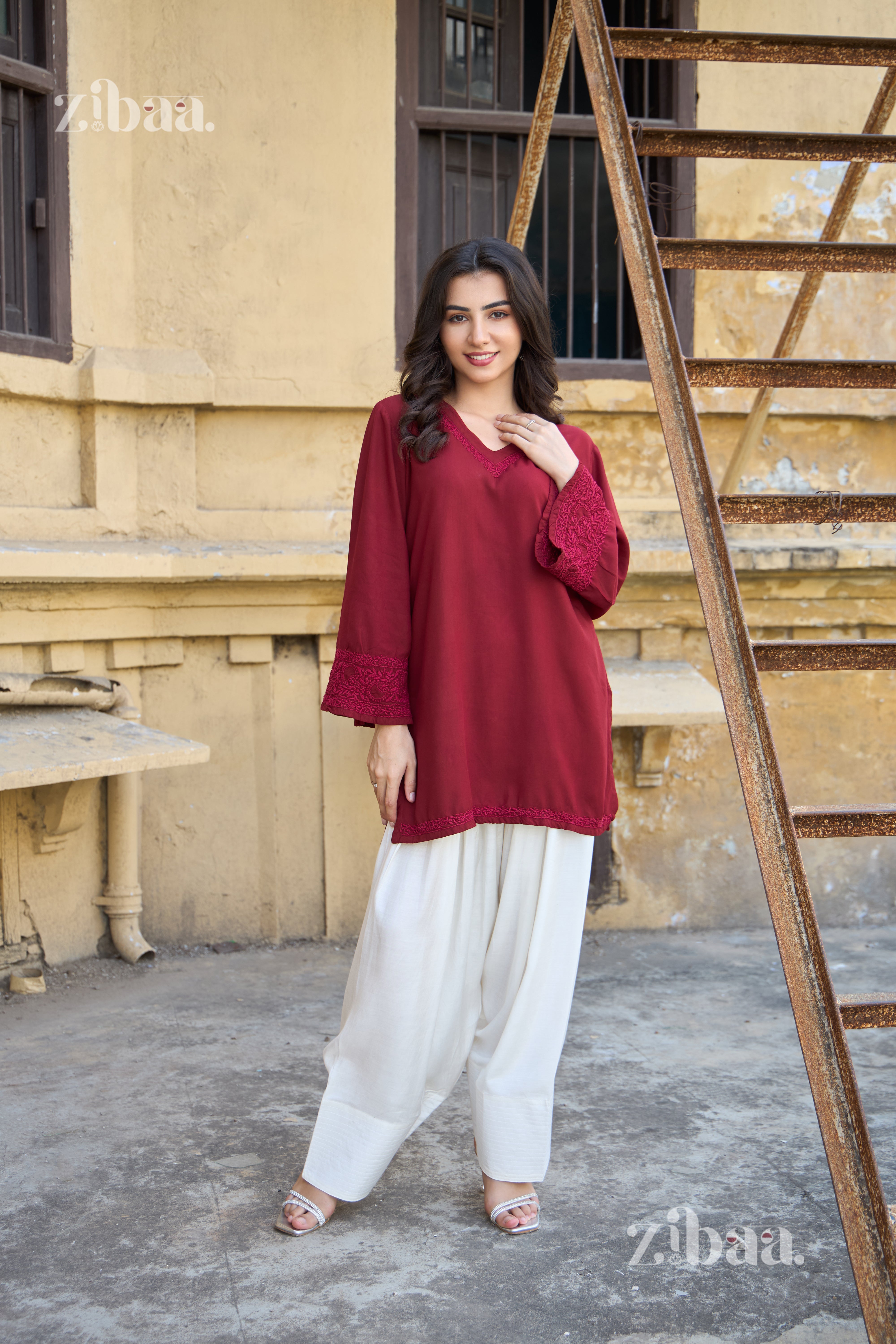 Nazm Mehroon Farshi Salwar Set