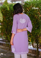 Husn Lavender Luxury Rayon Chikankari Kurta