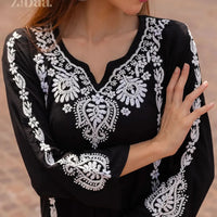 Maaya Modal Black Chikankari Kurti