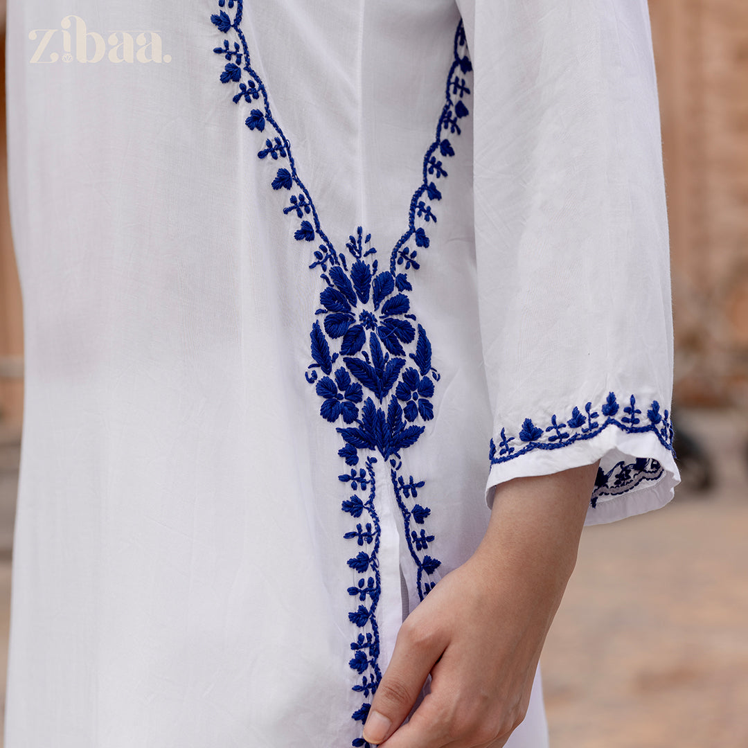 Maaya Rayon White Chikankari Kurti