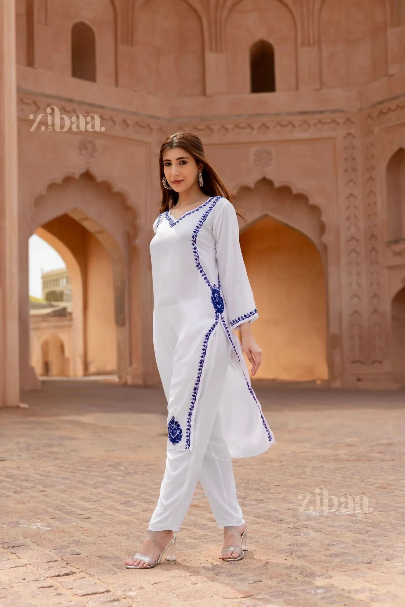 Buy White Chikankari Kurti Elegant Rayon Craft Zibaa